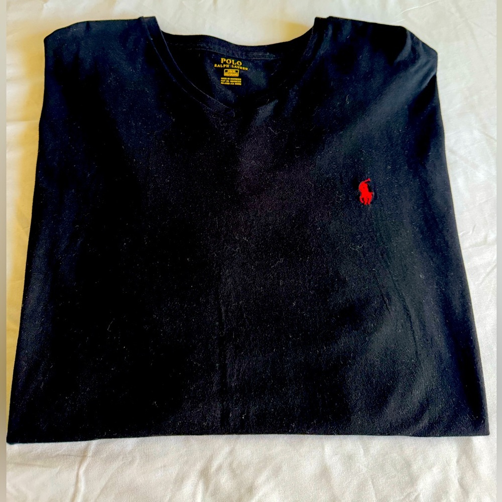 Polo by Ralph Lauren Men's Black Tee with Red Logo
